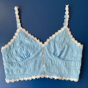 SHEIN Blue Flower Crop Top